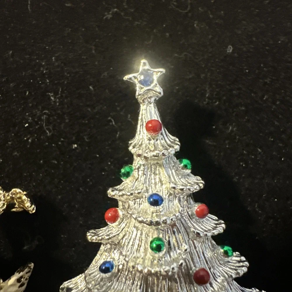 Vintage Gerry's Christmas Brooch Puppy in Stocking Santas Boot & Christmas Tree